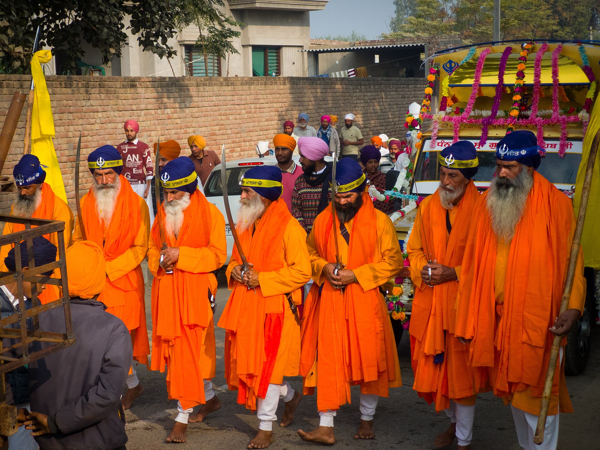 The Panj Pyare leading a Nagar Kirtan